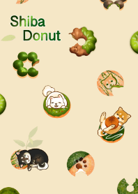 Matcha donut with dogs2(Shiba dog)