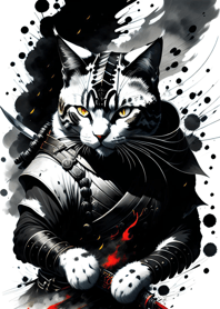 Ink wash cat samurai 855cE8