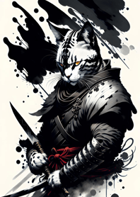 Ink wash cat samurai 53D789
