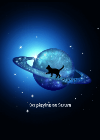 Cat playing on Saturn