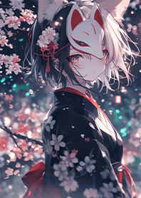 ⭐櫻花夜下的狐狸面具少女❤️