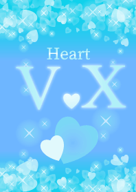 V&Xイニシャル運気UP!幸せのハート青ブルー
