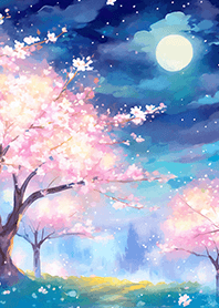 Beautiful night cherry blossoms#1183