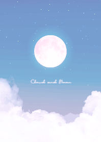 雲と満月 - ブルー 08