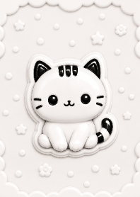 Cute White Cat & Heart