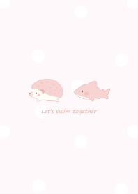 Hedgehog and Shark* -pink- pop dot