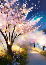 Beautiful night cherry blossoms#777