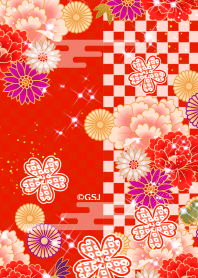 Japanese style flowers RED from Japan