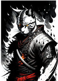 Ink wash cat samurai 8D5Db4