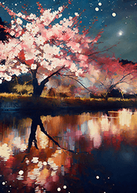 Beautiful night cherry blossoms#244