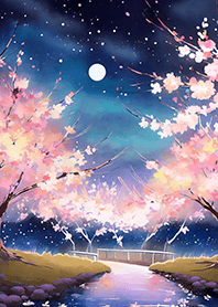 Beautiful night cherry blossoms#66