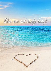 願いを叶える青い海と砂浜のハート