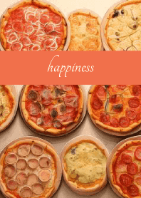 Delicious pizza on red & yellow