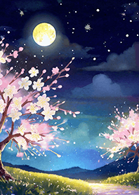 Beautiful night cherry blossoms#2725