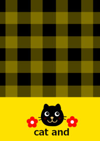 Check pattern and cat from japan