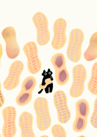 Dark cat Lots of peanuts