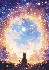 The black cat to a beautiful fairyland.