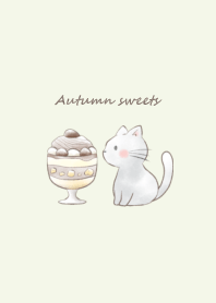 ねこと秋のスイーツ -グリーン-
