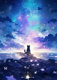 燦爛星夜下の黑貓❤