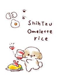 simple Shih Tzu Omelette rice white blue