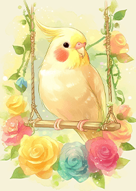 ⭐️玫瑰鞦韆上的粉紅胭脂鸚鵡❤️1-3