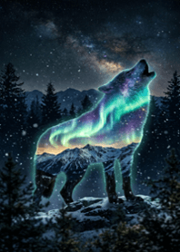 The Celestial Howl of the Aurora Wolf