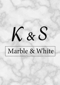 【K&S】イニシャル 大理石モノトーン白