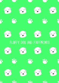 FLUFFY DOG AND FOOTPRINTS-NEON GREEN