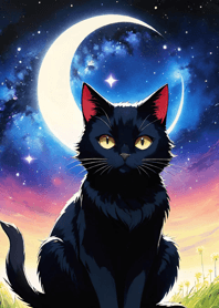 Night Moon Star Cat D16b5d