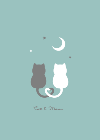Cat & Moon /mint green