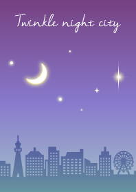 Twinkle night city purple green