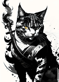 Ink wash cat samurai 78f5b0