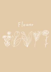 Fashionable line drawing flower beige