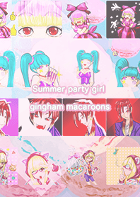 夏のパーティガールのギンガムマカロン