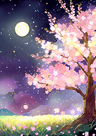 Beautiful night cherry blossoms#1579