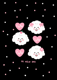 Dog cute heart minimal black pink