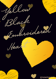 Yellow Black Embroidered Heart