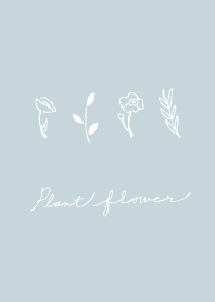 シンプルな植物と花 -アイスブルー