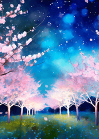 Beautiful night cherry blossoms#910