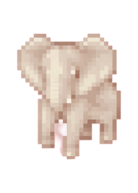 elephant Pixel Art Theme  BW 03
