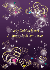Purple / Good luck Gold Heart