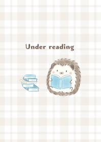 Hedgehog and Book -blue- plaid