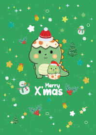 Dino Cheerful Christmas Day Green