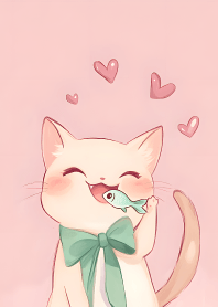 Cute little cat with grilled fish(JP)