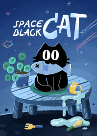 ธีมไลน์ space black cat
