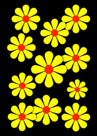 黄色い花模様 [ 黒 ] No.3