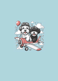 狗勾在天空-雪納瑞奇奇和貴賓妹妹