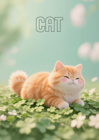 Pretty Orange Cat in Clover Land