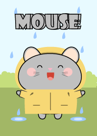 Grey Mouse  With Rainy Day Theme