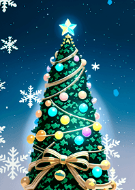 華麗的冬季聖誕樹(深藍色)